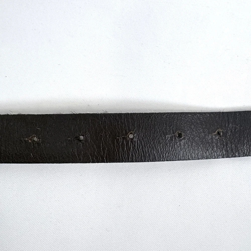 Calf Hair Belt Leopard Print Bronze‎ Fleur De Lis Buckle Brown Leather Vintage